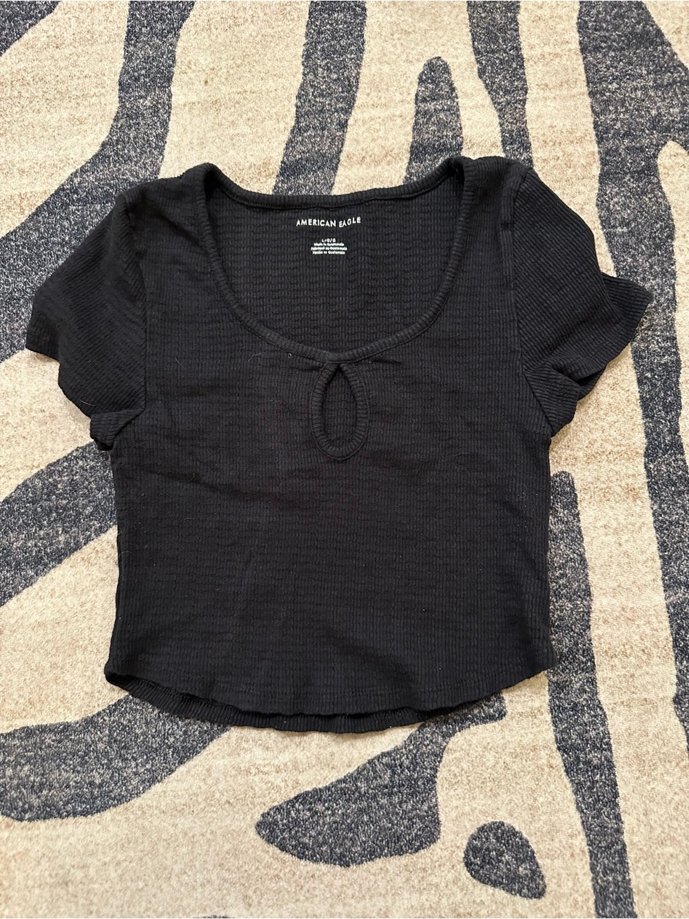 American Eagle Outfitters Black Ribbed Keyhole Crop Top